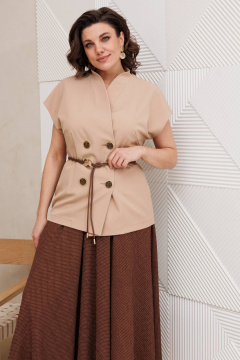 Жилет, юбка Anastasia 1347 бежевый_шоколад - фото 5