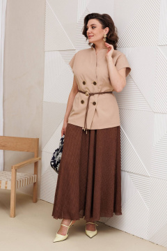 Жилет, юбка Anastasia 1347 бежевый_шоколад - фото 2