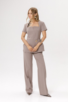 Блуза PiRS 6636 серо-бежевый - фото 3