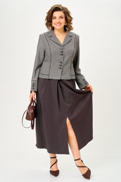 Жакет, юбка Aira Style 24133 серо-коричневый - фото 4