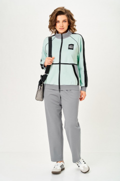Брюки, бомбер Aira Style 24241А мята-серый - фото 4