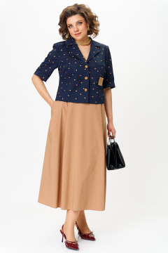 Жакет, юбка Aira Style 24120А синий-капучино - фото 5