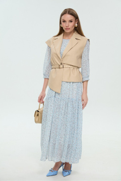 Жилет, платье NikVa 1037-1 крем-брюле и небесный - фото 2