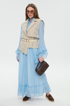 Жилет, платье NikVa 1040-1 небесный и песочный - фото 2