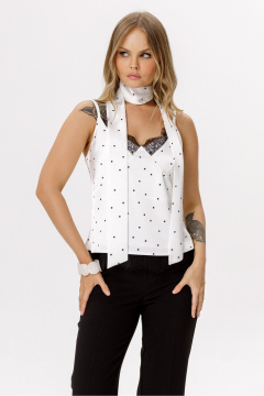 Топ PiRS 6655 белый_в_горохи - фото 1