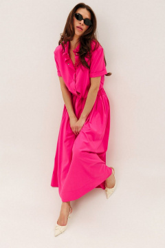 Летний костюм блуза и юбка из текстиля DILIA 0752 фуксия - фото 1