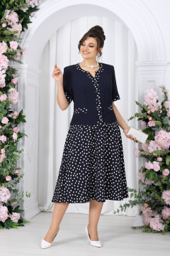 Блуза, брюки Ninele 5992 синий+горох - фото 1