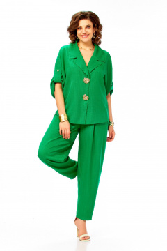 Брюки, жакет Ольга Стиль С-1013 зеленый - фото 2