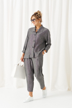 Брюки, рубашка Beautiful&Free 6459 полоска/серый - фото 2
