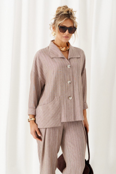 Брюки, рубашка Beautiful&Free 6459 полоска/беж - фото 5