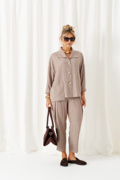 Брюки, рубашка Beautiful&Free 6459 полоска/беж - фото 4