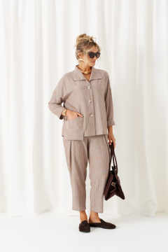 Брюки, рубашка Beautiful&Free 6459 полоска/беж - фото 3