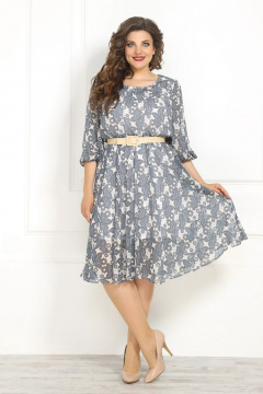 Нарядное платье из шифона с мини-поясом и сборками Solomeya Lux 782A серый - фото 1