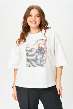 Футболка OVERYOU М198 молочный - фото 1