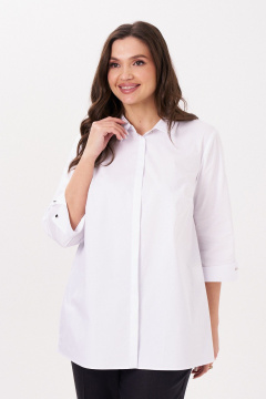 Рубашка женская с длинным рукавом и кокеткой больших размеров Панда 40840z белый - фото 2