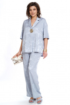 Блуза, брюки Alani Collection 2523 голубой - фото 4