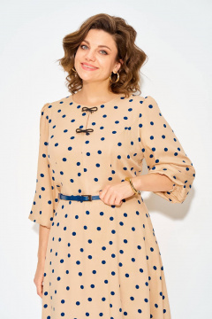 Платье Liliana 1511Л бежево-синий - фото 4