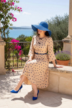 Платье Liliana 1511Л бежево-синий - фото 3