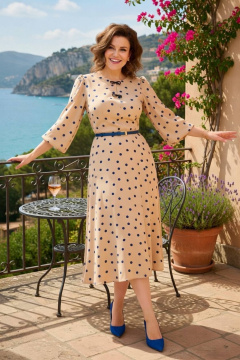 Платье Liliana 1511Л бежево-синий - фото 2