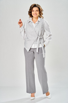 Брюки, жилет, рубашка KaVaRi 8065 бело-серый - фото 2