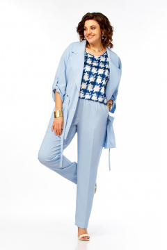 Брюки, жакет Ольга Стиль С-1012 голубой - фото 5