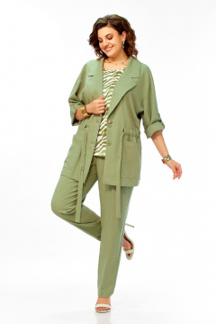 Брюки, жакет Ольга Стиль С-1012 зеленый - фото 2