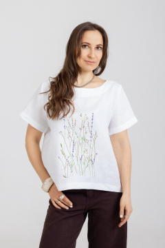 Блуза, брюки Mirolia 1277+1155 белый-олива - фото 5