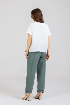 Блуза, брюки Mirolia 1277+1155 белый-олива - фото 3