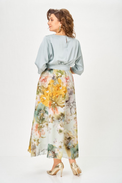 Платье ANASTASIA MAK 1229-Ш голубой+цветы - фото 5