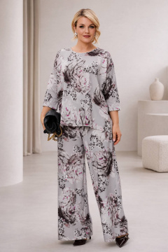 Блуза, брюки Anastasia 1010.1 графит(принт_цветы) - фото 3