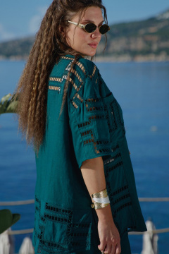 Блуза, брюки Vittoria Queen 28043 изумрудный - фото 3