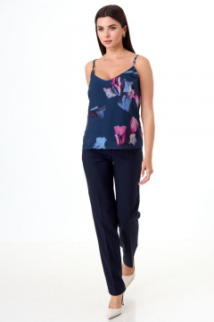 Демисезонный топ с цветочным принтом, регулируемые бретели и подкладка Anelli 460 темная_лазурь - фото 3