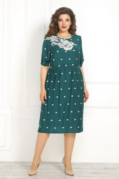 Молодёжное платье свободного кроя с фигурными подрезами Solomeya Lux 839 зелень - фото 1