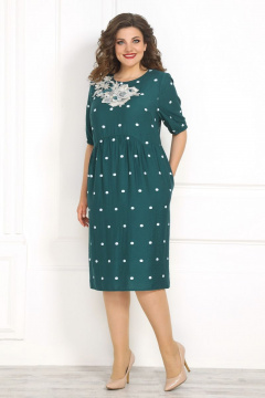 Молодёжное платье свободного кроя с фигурными подрезами Solomeya Lux 839 зелень - фото 2