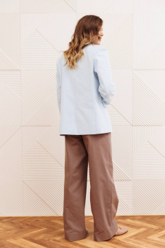 Брюки, жакет Gizart 5377 голубой+капучино - фото 4