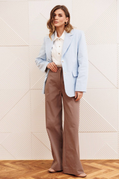 Брюки, жакет Gizart 5377 голубой+капучино - фото 3