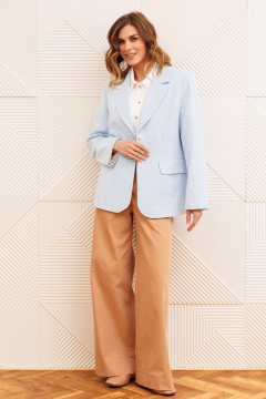 Брюки, жакет Gizart 5377 голубой+ мокко мусс - фото 4