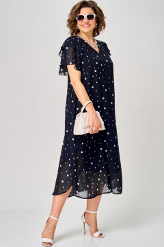 Платье EVA GRANT 7116 синий-горох - фото 4