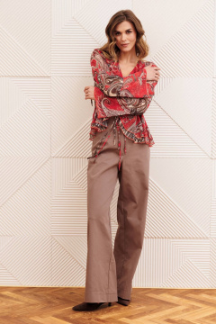 Блуза, брюки Gizart 5403 красно-коричневый, капучино - фото 1