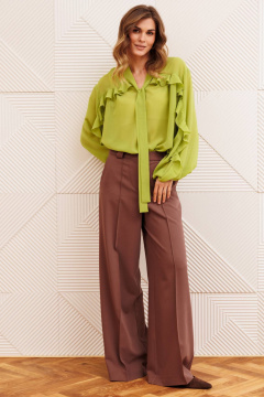 Блуза, брюки Gizart 5410 салатовый, капучино - фото 4