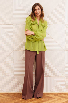 Блуза, брюки Gizart 5410 салатовый, капучино - фото 2