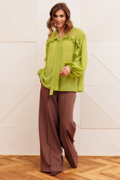 Блуза, брюки Gizart 5410 салатовый, капучино - фото 1