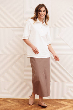 Джемпер, юбка Gizart 5425 молочный, капучино - фото 1