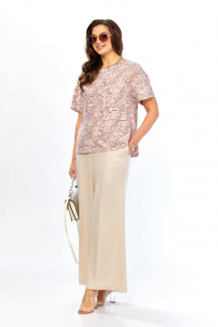 Блуза, брюки Taita plus 2611/2 абстракция + беж - фото 5
