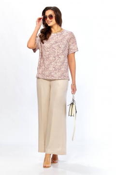 Блуза, брюки Taita plus 2611/2 абстракция + беж - фото 1