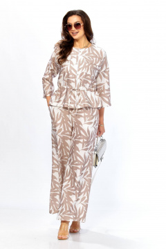 Блуза, брюки Taita plus 2615 абстракция беж+молоко - фото 3