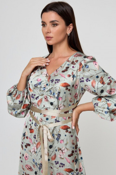 Платье из вискозы с цветочным принтом и юбкой-клёш Anelli 755 бирюза - фото 4