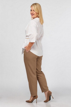 Блуза, брюки Милора-стиль 1340 белый+какао - фото 3