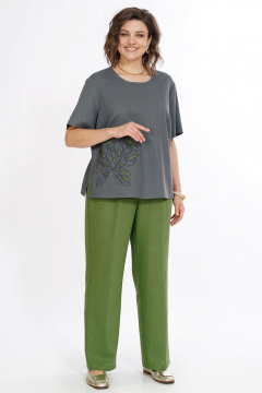 Блуза, брюки Alani Collection 2522 серый-зеленый - фото 3