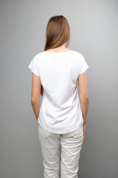 Блуза из вискозы и трикотажа с лодочной горловиной Mita ЖМ817 белый_фон-глаза - фото 3